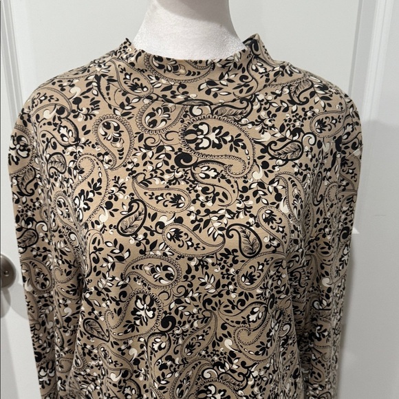 Kim Rogers Brown Paisley Long Sleeve Top - Picture 3 of 7